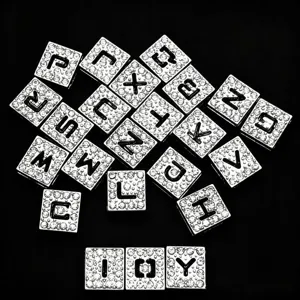 8mm rhinestone alphabet letter slide charms full diamond crystal beads for diy jewelry making