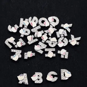 Breloques lettres strass 8mm mignon personnage dessin animé accessoires métal DIY bracelet porte-clés