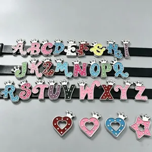 DIY alloy colorful letter crown charms for handmade jewelry bracelet making supplies 8mm