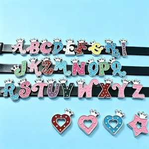 DIY alloy crown alphabet letter charms and shapes set for jewelry making and bracelets.