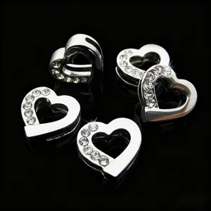 Lega Strass Cuore Ciondolo Charm Gioielli Fai da Te Per Bracciale Collana Catena Telefono Portachiavi