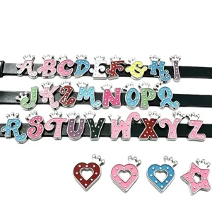 8mm crown letter DIY alloy charms colorful sliding letters for bracelets jewelry making supplies