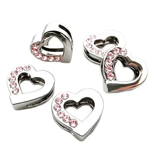 ciondolo cuore strass argento accessori gioielli DIY per braccialetto collana portachiavi