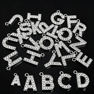 Full Rhinestone Letter Pendant Alloy Letter Charm For DIY Necklace Sweater Chain Key Chain Jewelry Making
