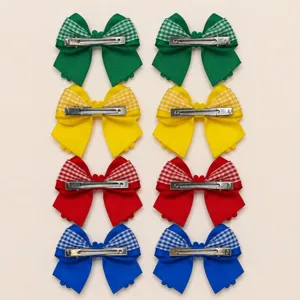 Grosgrain plaid bow hair clips set, cute and colorful hair accessories for daily wear.