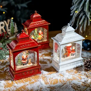 Christmas decorative snow globe lantern with music and warm LED lights for holiday home decor
