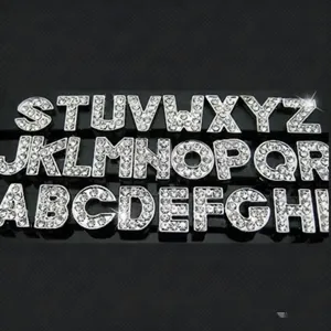 10MM Rhinestone Alphabet Letter Charms DIY Phone Chain Keychain Alloy Accessories.