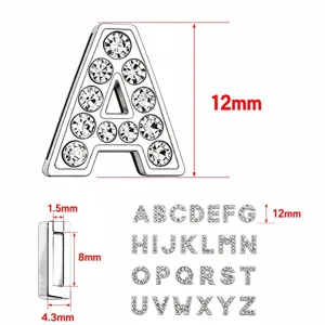 DIY full rhinestone slide letter charm alloy crystal initial letter pendant for keychain