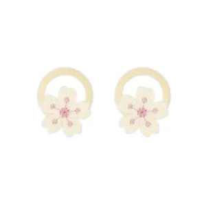 Cute children flower hair tie seamless wool elastic ponytail holder hair rope detail shot.
