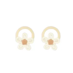 Children seamless flower hair ties with high elasticity knit cute ponytail holders detail shot.