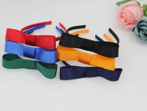 Colorful satin bow headbands for girls, sweet hair accessories set for daily wear.