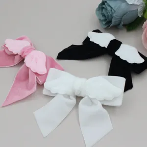 Sweet Lolita velvet hair clip with plush angel wings cute bow hair accessories for women