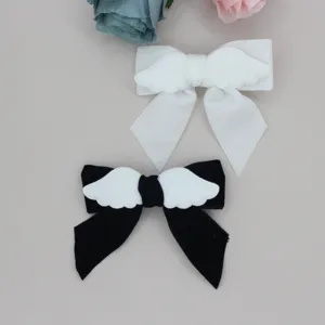 Cute plush angel wings bow hair clips sweet lolita hair accessories top clip for girls