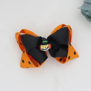 Nœud papillon orange à pois Halloween pince à cheveux mignon accessoire pour enfants