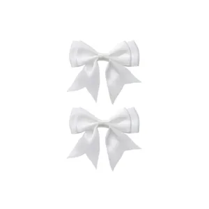 Dubbellaagse witte strik lint haarspeld, minimalistisch en veelzijdig prinsessen haaraccessoire.