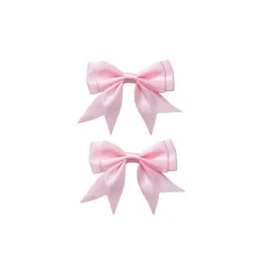 Roze dubbellaagse satijnen lint haarstrik clip schattige prinses stijlhaaraccessoire