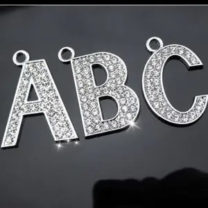 pendentif lettre alphabet en strass 35mm grand pour fabrication de bijoux diy chic