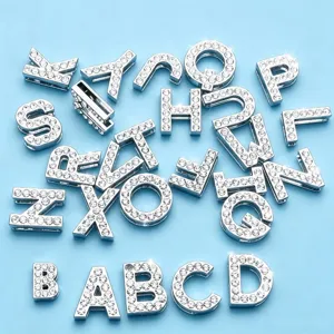 18mm Strass Alphabet Lettre Breloques DIY Fabrication de Bijoux pour Bracelet Collier Ceinture