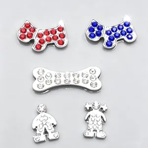 8mm Schiebeperlen Set mit roten blauen Strass Hunden Knochen und Figuren fur DIY Armbander