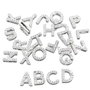 Charm de lettres coulissantes en strass cristal alphabet pour bracelets de bijoux DIY.