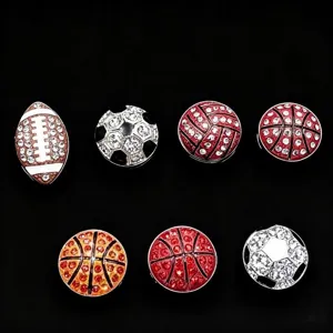 Ciondoli Scorrevoli in Lega di Zinco Con Strass a Forma di Palla Sportiva Per Creazione di Braccialetti Fai da Te Rugby Calcio Pallavolo Pallacanestro Componenti per Gioielli
