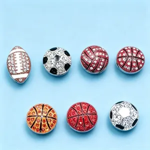 Bottoni a pressione con strass sportivi da 8mm Accessori braccialetto DIY Calcio Basket