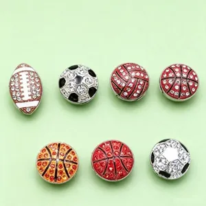 8mm Strass Palla Sport Bottoni A Pressione DIY Bracciale Accessori Calcio Basket.