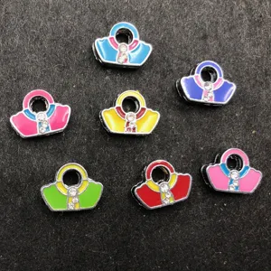 8mm colorful enamel handbag charms diy alloy beaded accessories for jewelry making crafts