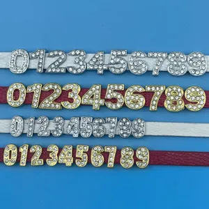 8mm strass chiffres coulissants lettres pour diy bijoux bracelet en cuir porte cles accessoires