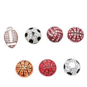 Bottoni a pressione strass sport 8mm ciondoli braccialetto fai da te calcio basket