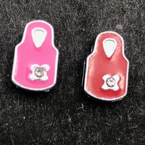 DIY enamel clothing shape charm buttons with rhinestones, cute small accessories for crafts.