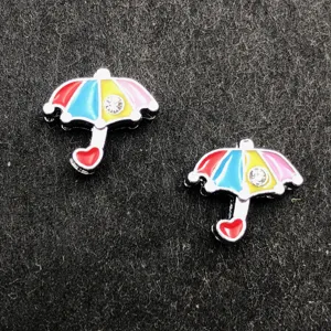 Colorful enamel umbrella DIY charms for jewelry making crafts, cute metal tiny pendants.