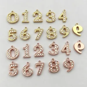 Gold und Roségold Strass Nummer Anhänger DIY Legierung Pforte für Halskette Armband Schmuck
