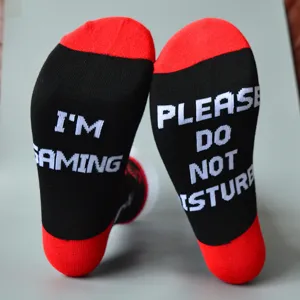 Unisex Novelty Gaming Letter Jacquard Mid Calf Knit Acrylic Casual Socks Funny Color Block Comfortable Daily Hosiery Gear