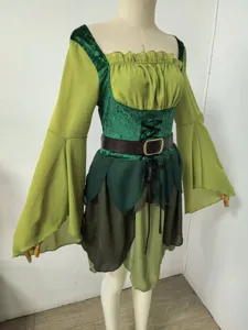 Mittelalter Elfen Cosplay Kleid Damen grüne Fee Kostüm Halloween Rollenspiel Outfit.