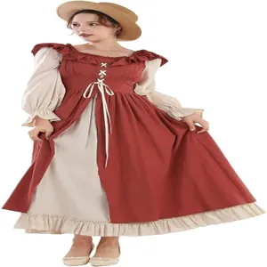 Medieval Renaissance women fairy dress long sleeve vintage irish peasant costume gown detail
