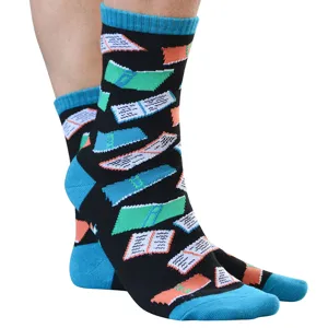 Chaussettes décontractées en coton pour adultes, motifs de livres amusants, confortables.