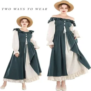 Renaissance medieval long sleeve dress for women two ways to wear irish costume gown