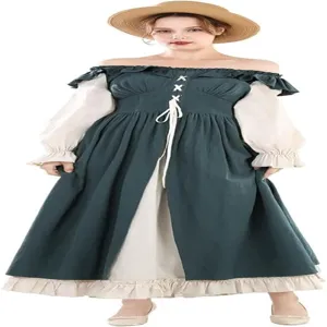 Medieval Renaissance dress women long sleeve Irish peasant costume fairy cosplay gown
