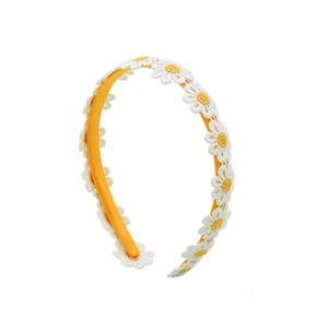 Floral lace headband daisy hair accessory sweet detail view showing cute floral design.