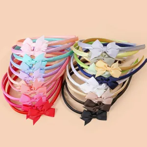 Lot de serre-têtes nœud ruban gros-grain colorés, accessoires cheveux unifs polyvalents.