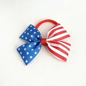 USA Flag Hair Bow Elastic Hair Band Independence Day Children Hair Accessories Detail