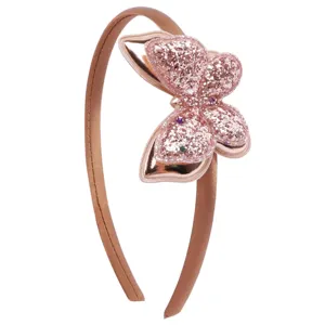 Serre-tête papillon à paillettes rose satin pour filles accessoire de cheveux mignon style.