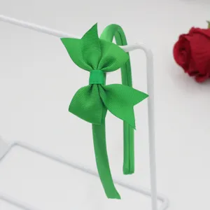 Serre-tête nœud en ruban gros-grain vert pour femmes et filles accessoire de cheveux.