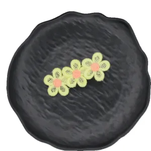 Cute embroidered flower hairpin for kids, sweet yellow and pink floral hair clip main view.