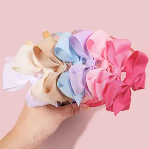 Kids solid grosgrain large bow headband colorful cute hair accessories for girls 1pcs