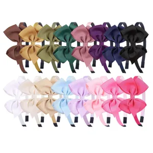 Kids Solid Grosgrain Ribbon Large Bow Headband Sweet Fresh Girls Hair Hoop Fashion Accessories For Party Daily Wear Children Headwear