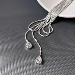 Chaîne de taille multicouche strass argenté pendentif goutte élégant accessoire robe femme