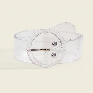 Clear PVC belt fashion accessory retro round buckle casual jeans belt detail view