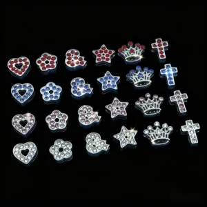 8mm perles breloques strass alliage DIY coeur etoile couronne croix bijoux porte-cles